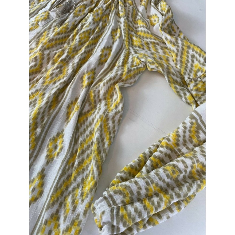 Lane Bryant Peasant Tunic Yellow Top Size 16 Rope Tie Front Gathered Sleeves - Picture 8 of 10